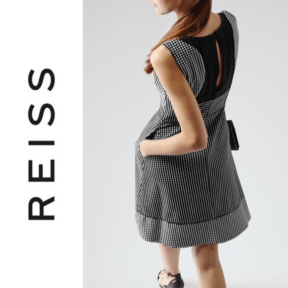 REISS geometric fit and flare dress - Picture 2 of 10